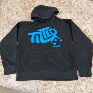 Fortnite “Tilted” Charcoal Gray Hoodie Sweatshirt - Youth Boys Large